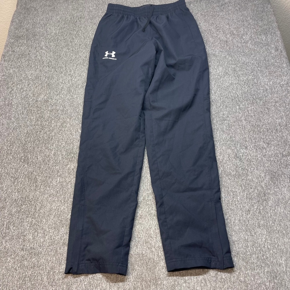 Under Armour Mens Black Mesh Lined Track Pants Small Loose Fit Ankle Zip Active